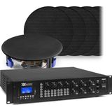 Power Dynamics - 6-Zone Bluetooth Geluidsinstallatie - 12 Zwarte Plafondspeakers - 360W Versterker