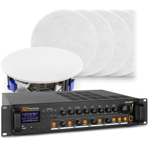 4-Zone Geluidsinstallatie met Bluetooth en 12 Witte Plafondspeakers (6'') - 100V