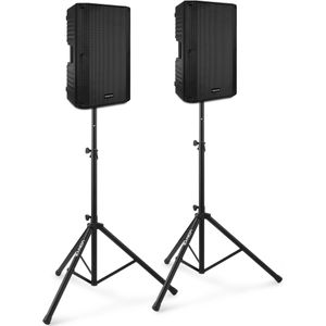 Actieve speakerset - Vonyx VSA150S - Geluidsinstallatie met Bluetooth incl. statieven - 1000W - 15''