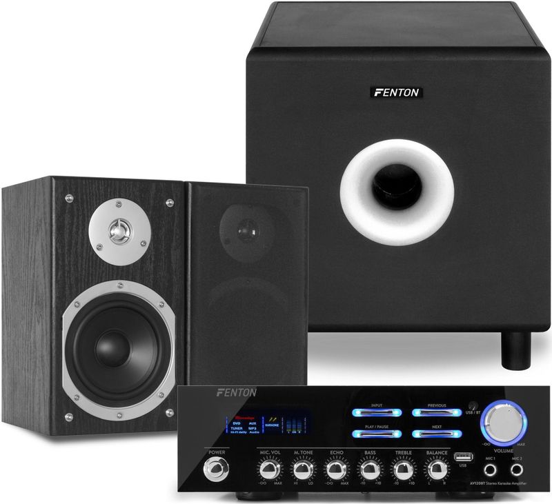 2.1 speakerset - Fenton hifi stereo set met Bluetooth en 8'' subwoofer