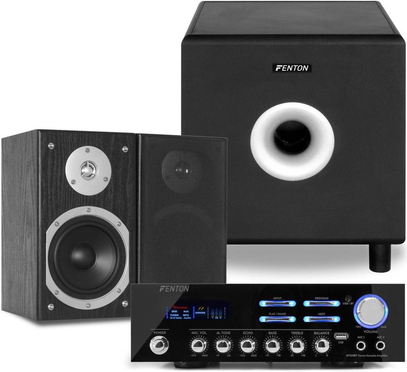 2.1 speakerset - Fenton hifi stereo set met Bluetooth en 8'' subwoofer