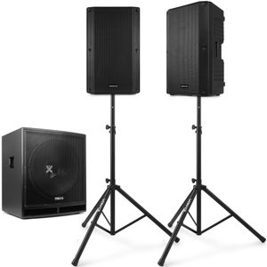 Geluidsinstallatie - Vonyx 2.1 geluidsset - 18'' subwoofer, 15'' tops en setje statieven - 3200W