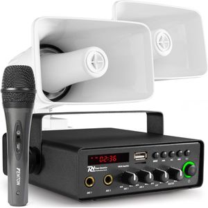 Power Dynamics omroepinstallatie auto met 2 speakers en microfoon - 30W - 12V