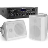 Geluidsinstallatie met Bluetooth - PV220BT 2-zone versterker audio + 2 BGO40 witte 4'' speakers