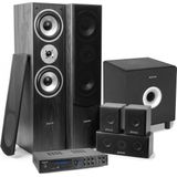 Surround set home cinema - Fenton AV550BT 5.1 versterker met zwarte speakers en actieve subwoofer