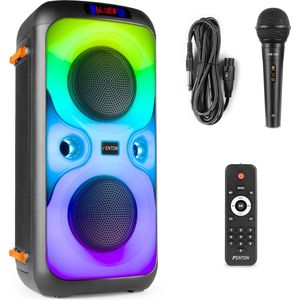 Karaoke set met Microfoon - Fenton BoomBox440 - Karaoke Box met Lichteffecte - Bluetooth en Accu