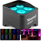 Uplighter - Set van 2 BeamZ BBP90 Uplights met 4 x 4W LED's en ingebouwde accu - Incl. afstandsbediening