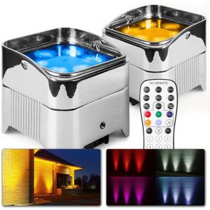 BeamZ BBP96SC - Set van 2 accu uplights met 12W LED's en draadloze DMX - Chroom