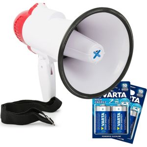Megafoon met sirene - Vonyx MEG020 - 20 Watt - 700 meter bereik - Incl. polsband en batterijen