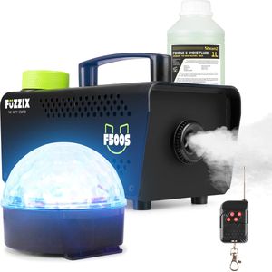 Partyset met Fuzzix Rookmachine - 1 liter rookvloeistof en Party laser - Plug & play set voor huisfeestjes