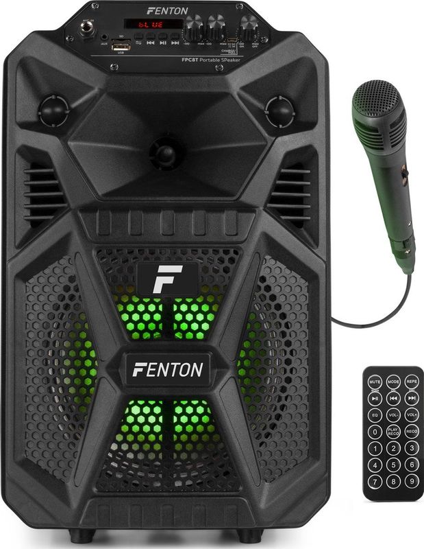 Karaoke set - Fenton FPC8T - Karaoke speaker op accu - 100 Watt - Karaoke set met microfoon