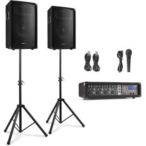Vonyx - VX210 - Karaokeset - met 2x 10 Inch Speakers - 4 Kanaals Mixer
