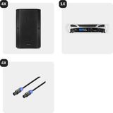 Vonyx set met 4x VSA10P passieve speakers en versterker - Bluetooth - 500W - 10 Inch
