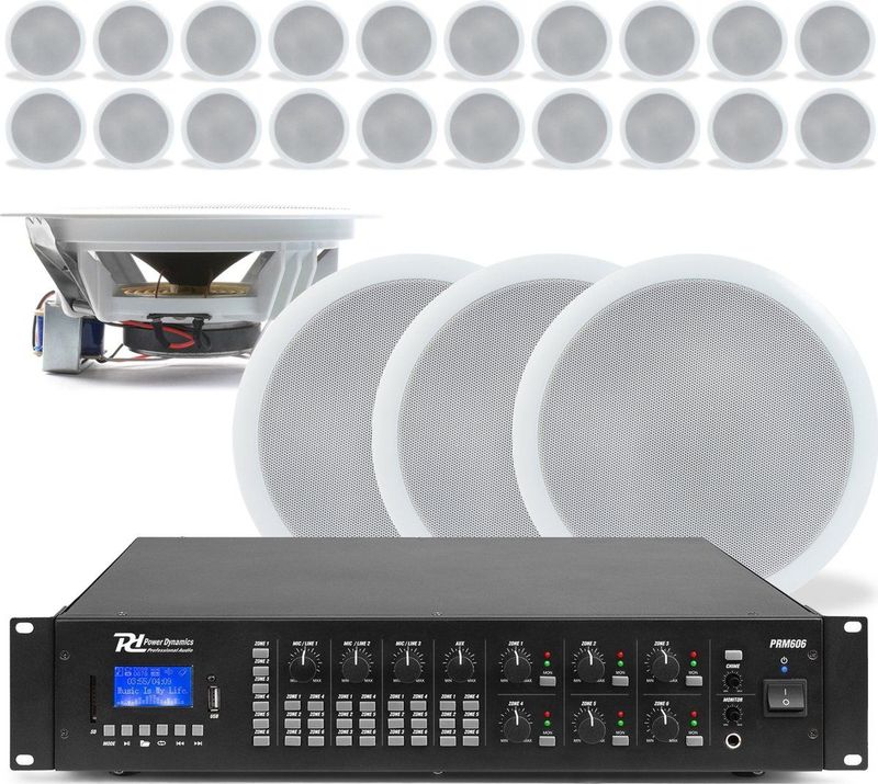 Power Dynamics - Plafond Speaker Set - 24 Speakers - 100V - Wit