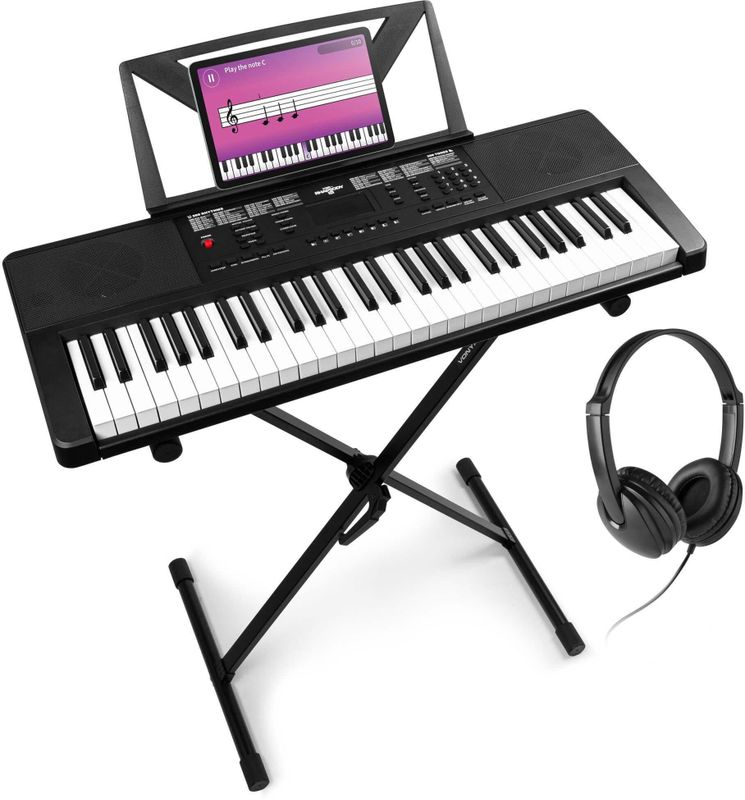 MAX - Rhapsody54 Piano - Zwart - 54 Toetsen - Complete Set met Standaard en Koptelefoon