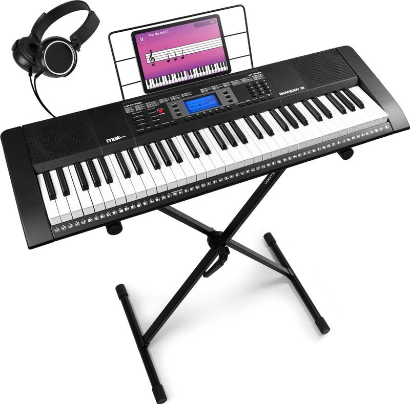 MAX Rhapsody61 keyboard piano met 61 toetsen Complete keyboard set met standaard en koptelefoon