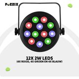 Fuzzix set van 2 PLF12 Party LED parren - 12x 2W LED’s - RGB - Met DMX - Inclusief afstandsbediening