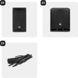 Complete geluidinstallatie - Power Dynamics Combo1200 - 2.1 Speaker set met statieven en Bluetooth - 1200W