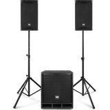 Complete geluidinstallatie - Power Dynamics Combo1200 - 2.1 Speaker set met statieven en Bluetooth - 1200W