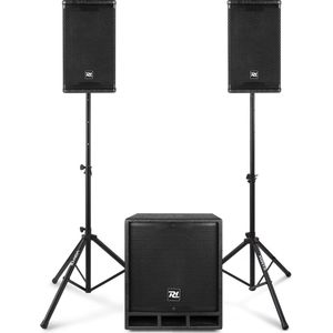Complete geluidinstallatie - Power Dynamics Combo1200 - 2.1 Speaker set met statieven en Bluetooth - 1200W