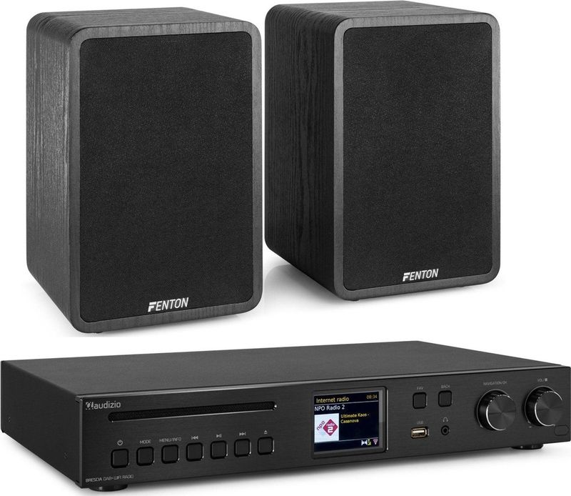 Fenton - HiFi Stereo Set - Zwart - 200W - Inclusief Bluetooth en DAB+