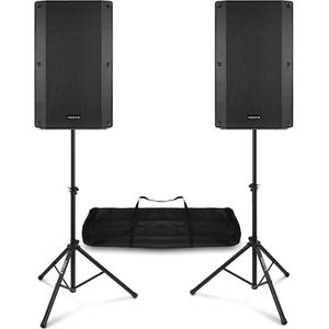 Vonyx DJ speaker set - 15 Inch actieve speakerset met statieven - Bluetooth - 1000W