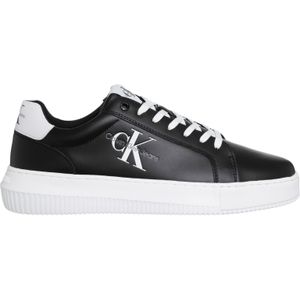 Calvin Klein, Schoenen, Heren, Zwart, 42 EU, Polyester, Zwarte Leren Sneakers