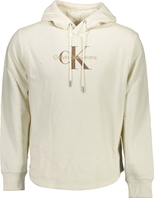 Calvin Klein - Hooded Sweater - Beige - Katoen - Met Geborduurd Logo