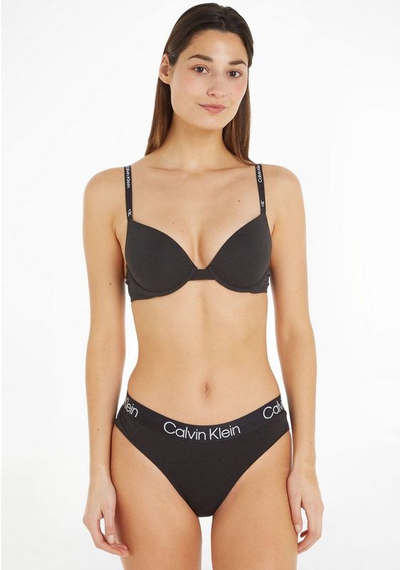 Calvin Klein dames 1996 push up plunge bra, beugel BH, zwart