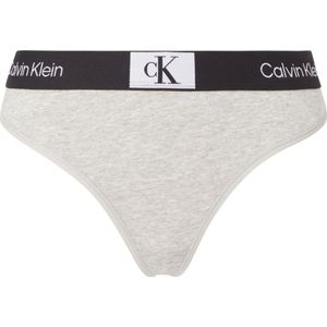 Calvin Klein - Retro-Modern Thong - Hoge Katoenen Dames String - Grijs