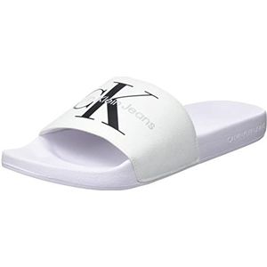 Calvin Klein Jeans Heren Slide Monogram CO, Wit, 6.5 UK, Kleur: wit, 39 EU