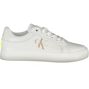 Calvin Klein, Witte Polyester Sneaker met Logo Print Wit, Dames, Maat:38 EU