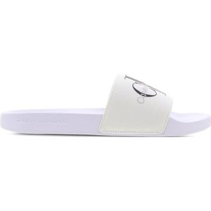 Calvin Klein Slide Monogram Co Heren Schoenen - Wit  - Katoen - Foot Locker