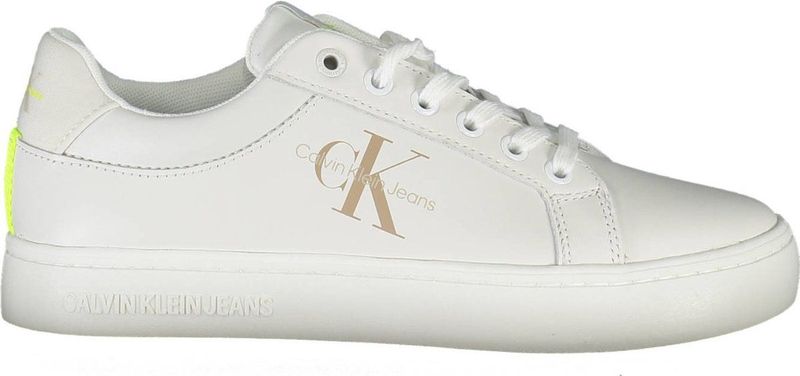 Calvin Klein - Witte Leren Dames Sneaker - Fitness-schoenen