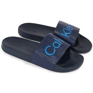 Calvin Klein, Moderne Blauwe Slippers voor Mannen Blauw, Heren, Maat:44 EU