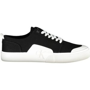 Calvin Klein Jeans Heren Skater Vulc Low Laceup Badge Sneaker, zwart/wit, 10.5 UK, Zwart Wit, 43 EU
