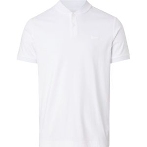 Calvin Klein Smooth Cotton stand collar Slim Polo, heren poloshirt, wit