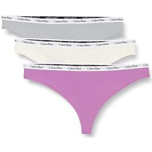 Calvin Klein String 3 stuks (Ff) strings voor dames, zilver/vanille/iris