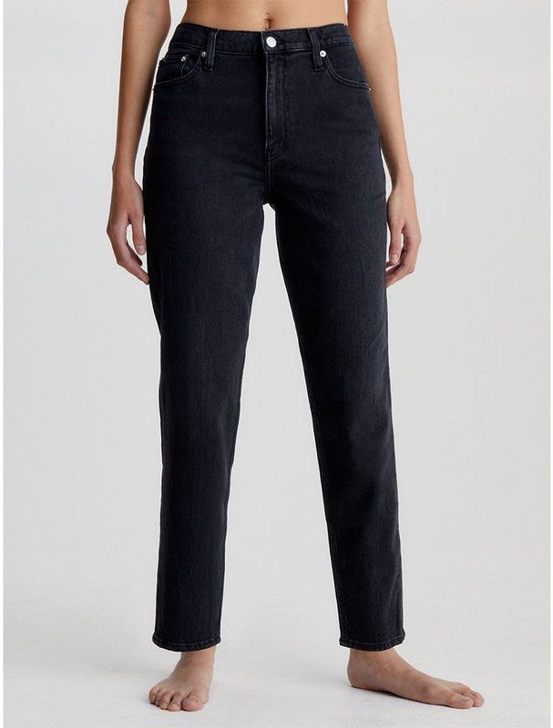 Calvin Klein - Mom Fit Jeans - Denim Zwart - 5-Pocket-Stijl
