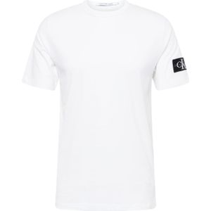 Calvin Klein T-shirt voor heren, korte mouwen, ronde hals, regular fit, badge T-shirt, Wit, XXS