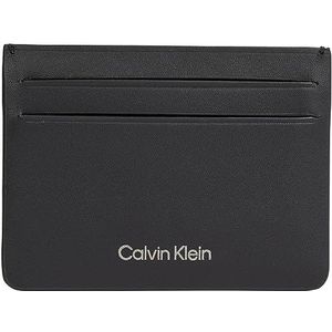 Calvin Klein, Accessoires, Heren, Zwart, ONE Size, Leer, Zwarte Kaarthouder Portemonnee voor Heren