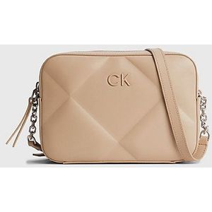 Calvin Klein, Tassen, Dames, Beige, ONE Size, Polyester, Beige Schoudertas met Verstelbare Band