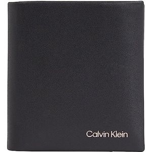 Calvin Klein Mannen Beknopte Trifold 6CC W/Coin Portemonnees, Ck Zwart, One Size, zwart., Eén maat