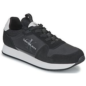Calvin Klein Retro Runner Laceup Refl Sneaker voor heren, Zwart Helder Wit, 44 EU