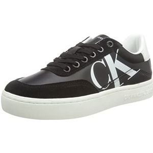 Calvin Klein Klassieke Cupsole Laceup Mix LTH Sneaker voor dames, Zwart Helder Wit Zilver, 37 EU