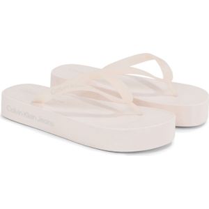 Calvin Klein Vrouwen Strand Sandaal Flatform Logo Flip Flop, Perzik Blush Oesterzwammen, 39.5 EU