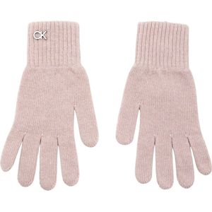 Calvin Klein, Wollen Handschoenen - Rozen, Metalen Logo, Instap Sluiting Roze, Dames, Maat:ONE Size