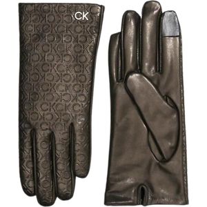 Calvin Klein Re-Lock Leather Gloves Dames - Zwart - Maat S/M