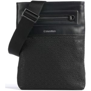 Calvin Klein, Accessoires, Heren, Zwart, ONE Size, Polyester, Zwarte Crossbody Tas met Ritssluiting