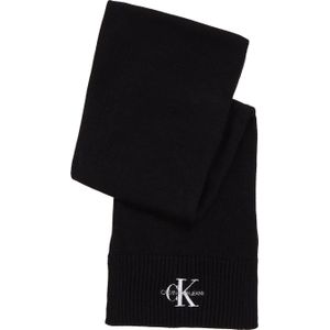 Calvin Klein sjaal, monologo embroidered scarf, zwart -  Maat: One size